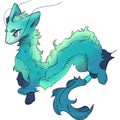 Clipart blue azure dragon with long tail